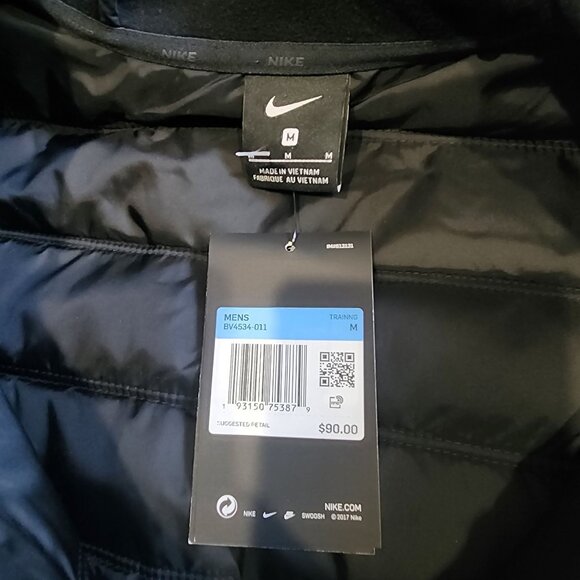 Nike Mens Black Hooded Puffer Vest Sz Medium Synthetic Fill BV4534-011 New - Picture 5 of 6
